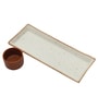 Rectangle White Ceramic (Set of 2) Appetizer Platter with Dip Bowl