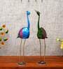 Multcolour Iron Set Of 2 Duck Figurine