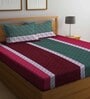 Multicolor Striped 300 TC 100% Cotton King Sized Bed Sheets with 2 Pillow Covers