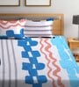 Multicolor Abstract 300 TC Cotton Blend Queen Sized Bed Sheets with 2 Pillow Covers