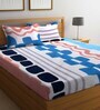 Multicolor Abstract 300 TC Cotton Blend Queen Sized Bed Sheets with 2 Pillow Covers