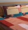 Multicolor Abstract 300 TC Cotton Blend King Sized Bed Sheets with 2 Pillow Covers
