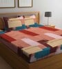 Multicolor Abstract 300 TC Cotton Blend King Sized Bed Sheets with 2 Pillow Covers