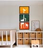 Giraffe Multicolour Canvas (Pack of 3) Kids Wall Art
