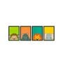 Wildlife Multicolour Canvas (Pack of 4) Kids Wall Art