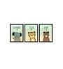 Wildlife Multicolour Canvas (Pack of 3) Kids Wall Art