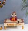 Multi Color Big MDF & Sheesham Wooden Pooja Chowki with Drawer