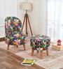 Multi Color Chess Printed Chair & Stool in Natural Finish Multi Color Chess Printed Chair & Stool in Natural Finish