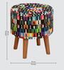 Multi Color Chess Printed Chair & Stool in Natural Finish Multi Color Chess Printed Chair & Stool in Natural Finish