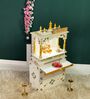 White MDF & Sheesham Wooden Temple with Cabinet