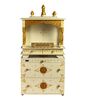 White MDF & Sheesham Wooden Temple with Cabinet