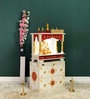 White MDF & Sheesham Wooden Temple with Cabinet