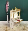 White MDF & Sheesham Wooden Temple with Cabinet