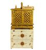 White MDF & Sheesham Wooden Temple with Cabinet
