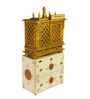 White MDF & Sheesham Wooden Temple with Cabinet