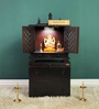 Black MDF & Sheesham Wooden Temple with Cabinet