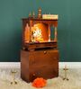 Brown MDF & Sheesham Wooden Temple with Cabinet