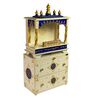 White MDF & Sheesham Wooden Temple with Cabinet
