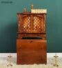 Brown MDF & Sheesham Wooden Temple with Cabinet