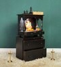 Black MDF & Sheesham Wooden Temple with Cabinet