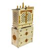 White MDF & Sheesham Wooden Temple with Cabinet