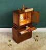 Brown MDF & Sheesham Wooden Temple with Cabinet