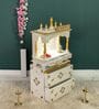 White MDF & Sheesham Wooden Temple with Cabinet