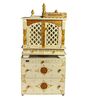 White MDF & Sheesham Wooden Temple with Cabinet