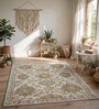 Multi Colour Floral Wool And Cotton 8 X 5 Feet Hand Tufted Carpet