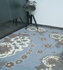 Blue Floral Wool And Cotton 5 X 8 Ft Hand Tufted Carpet