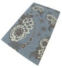 Blue Floral Wool And Cotton 5 X 8 Ft Hand Tufted Carpet