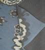 Blue Floral Wool And Cotton 5 X 8 Ft Hand Tufted Carpet