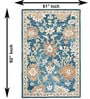 Blue Floral Wool And Cotton 5 X 8 Ft Hand Tufted Carpet