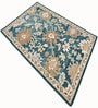 Blue Floral Wool And Cotton 5 X 8 Ft Hand Tufted Carpet