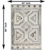 White Geometric Wool And Cotton 5 X 7 ft Hand Tufted Carpet