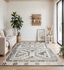 White Geometric Wool And Cotton 5 X 7 ft Hand Tufted Carpet