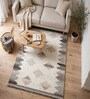Multi Colour Geometric Wool And Cotton 8 X 5 Feet Hand Tufted Carpet