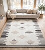 Multi Colour Geometric Wool And Cotton 8 X 5 Feet Hand Tufted Carpet