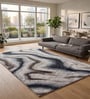 Grey Geometric Wool And Cotton 5 X 8 Ft Hand Tufted Carpet