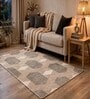 Brown Geometric Wool And Cotton 5 X 8 Ft Hand Tufted Carpet