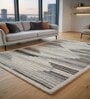 Grey Geometric Wool And Cotton 5 X 8 Ft Hand Tufted Carpet