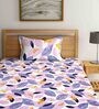 Violet Floral 300 TC Cotton Blend Single Bed Sized Bed Sheets With 1 Pillow Cover