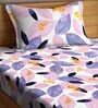 Violet Floral 300 TC Cotton Blend Single Bed Sized Bed Sheets With 1 Pillow Cover