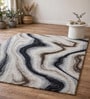 Grey Stripped Wool And Cotton 5 X 8 Ft Hand Tufted Carpet
