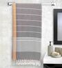 Orange and Grey Printed 210 GSM Cotton Bath Towel (Set of 2)