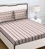 Multicolor Striped 180 TC Cotton Queen Sized Bed Sheets with 2 Pillow Covers