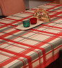Zeba (52x84) Red & Cream Cotton Blend Table Cloth