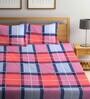 Multicolor Checkered 300 TC Cotton Blend Queen Sized Fitted Bed Sheets with 2 Pillow Covers