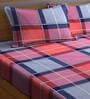 Multicolor Checkered 300 TC Cotton Blend Queen Sized Fitted Bed Sheets with 2 Pillow Covers