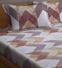 Multicolor Geometric 300 TC Cotton Queen Sized Fitted Bed Sheets with 2 Pillow Covers